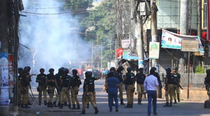 সিলেটে ধাওয়া-পাল্টা ধাওয়ায় ৫ পুলিশ আহত, আটক ৭