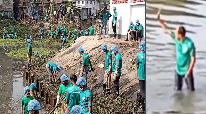 প্রতিশ্রুতি পূরণে নদীর ময়লা পরিষ্কারে নামলেন ব্যারিস্টার সুমন