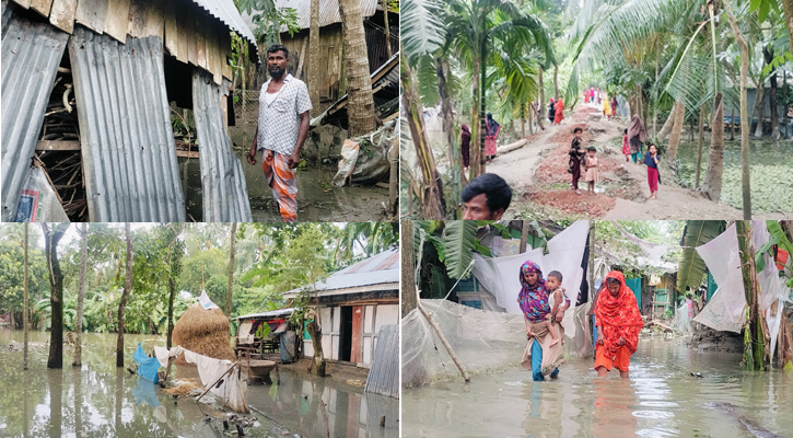 জোয়ারে ভাসছে ভোলার উপকূল, মাথা গোঁজার ঠাঁই হারিয়ে নিঃস্ব অনেকেই