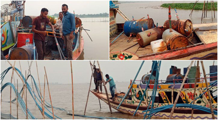 ব্রাহ্মণবাড়িয়ায় তিতাস নদীতে অভিযান চালিয়ে অবৈধ গ্যাস সংযোগ বিচ্ছিন্ন 